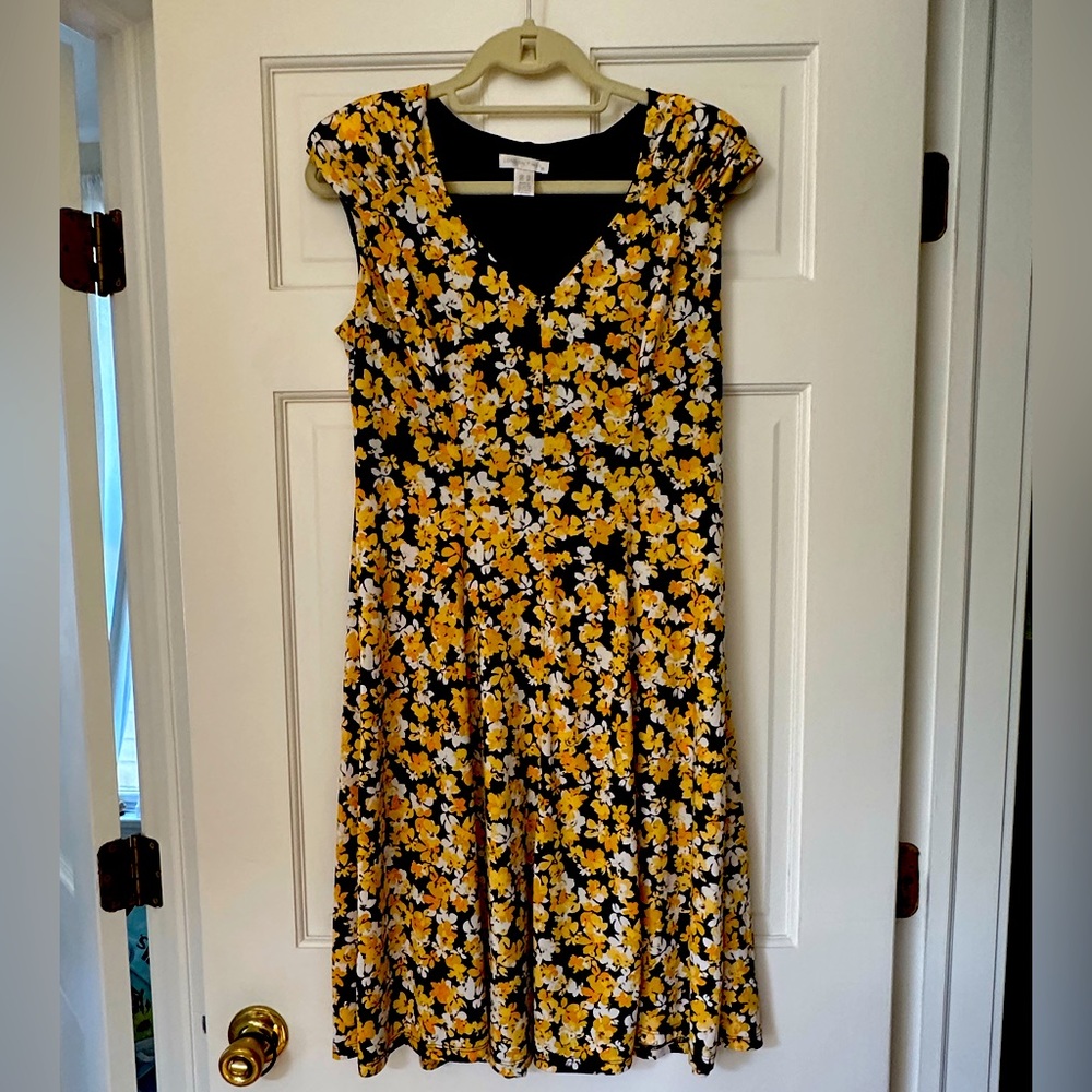 London Times Blue & Yellow Floral Dress